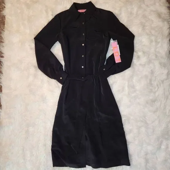 New LDT Adrienne Button Front Belted Midi Shirt Dress - Picture 5 of 10